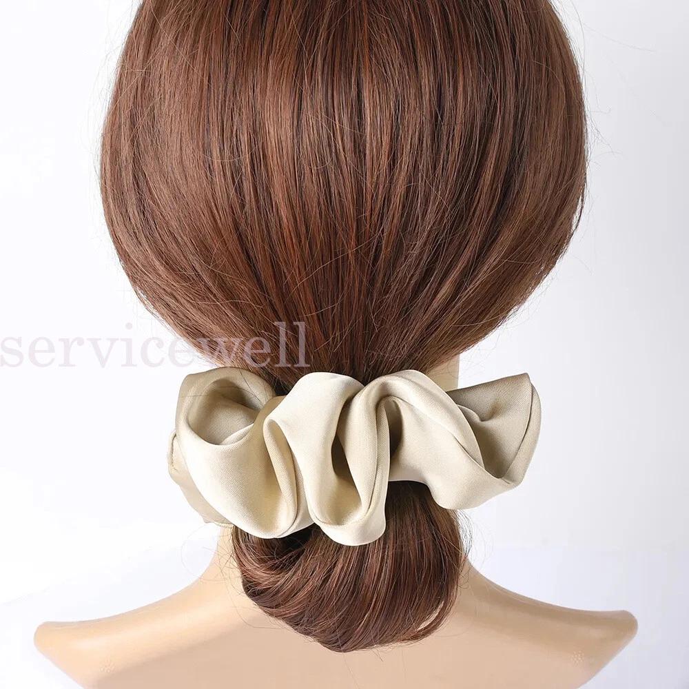 Large Scrunchies Silk Satin Elastic Hair Bands Rope Tie Ponytail Accessory - Image 6