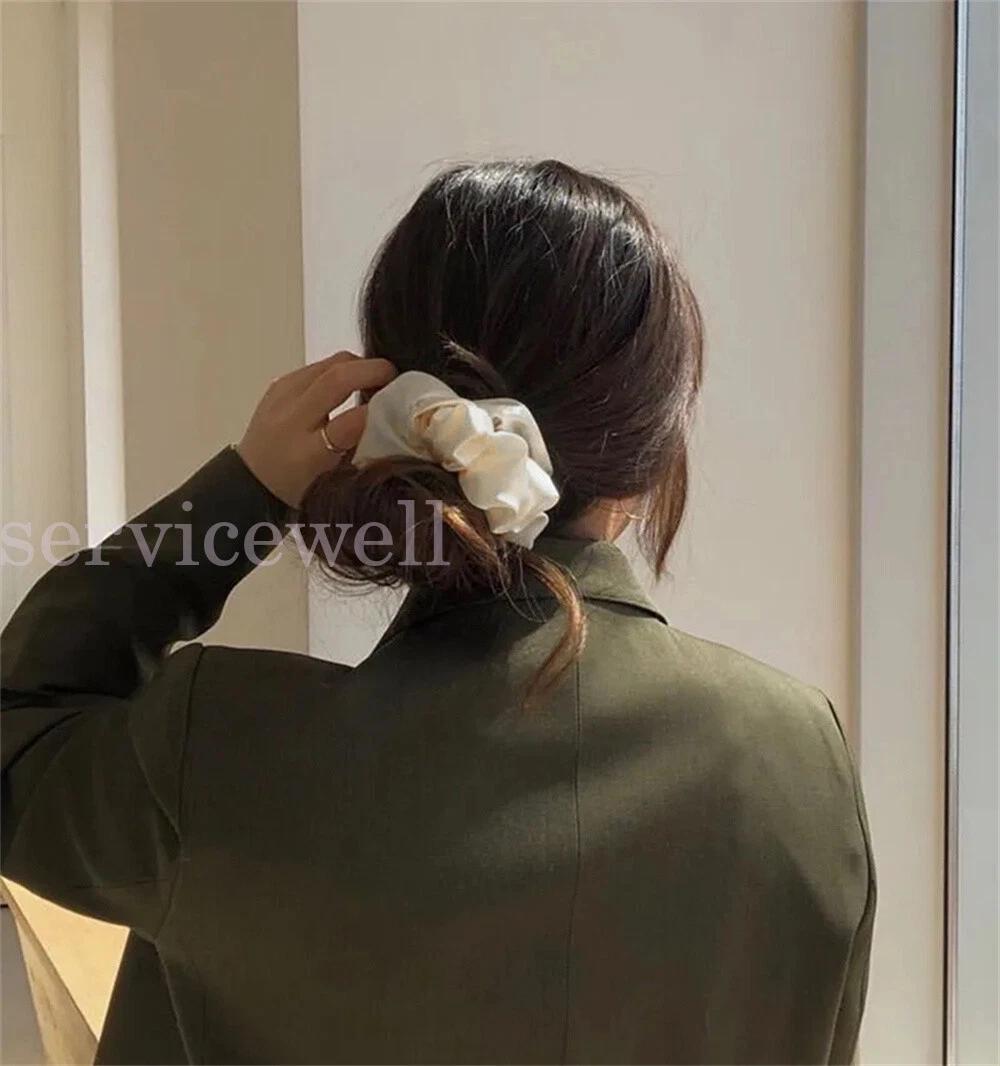 Large Scrunchies Silk Satin Elastic Hair Bands Rope Tie Ponytail Accessory - Image 7