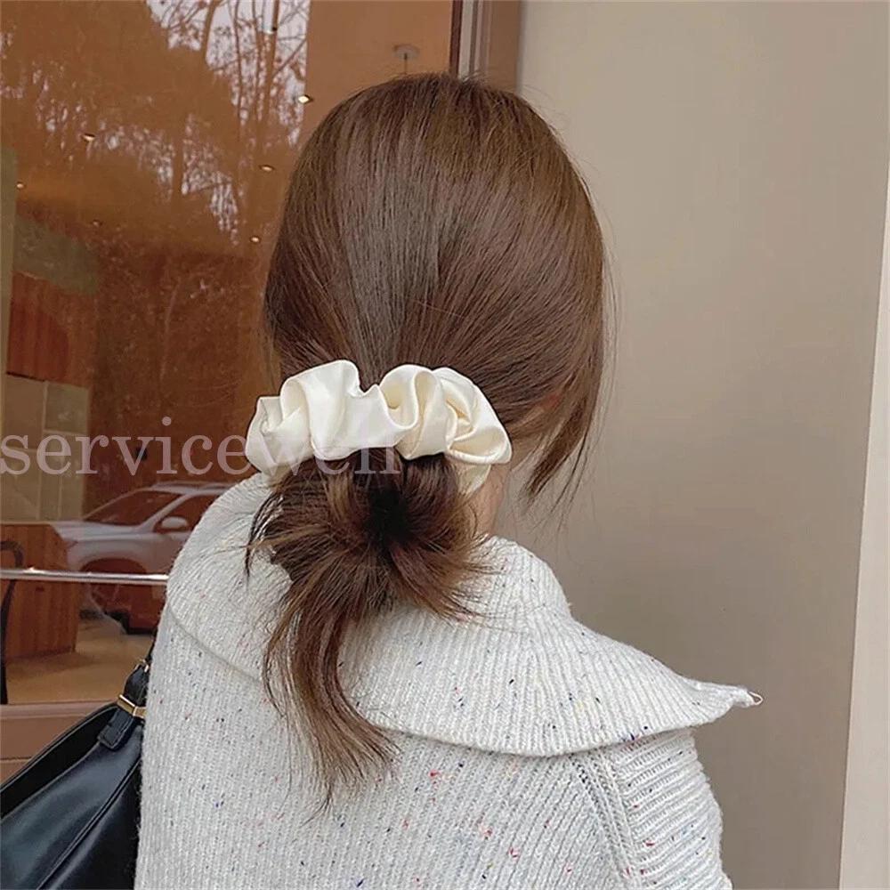 Large Scrunchies Silk Satin Elastic Hair Bands Rope Tie Ponytail Accessory - Image 4