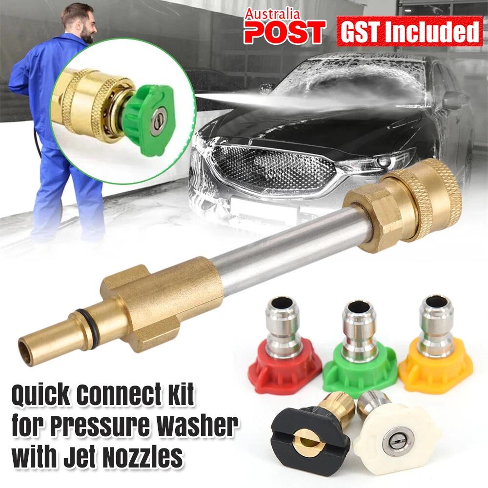 1/4 inch QC Pressure Washer Gun Adapter + 5pcs Nozzles Tips for Karcher NEW