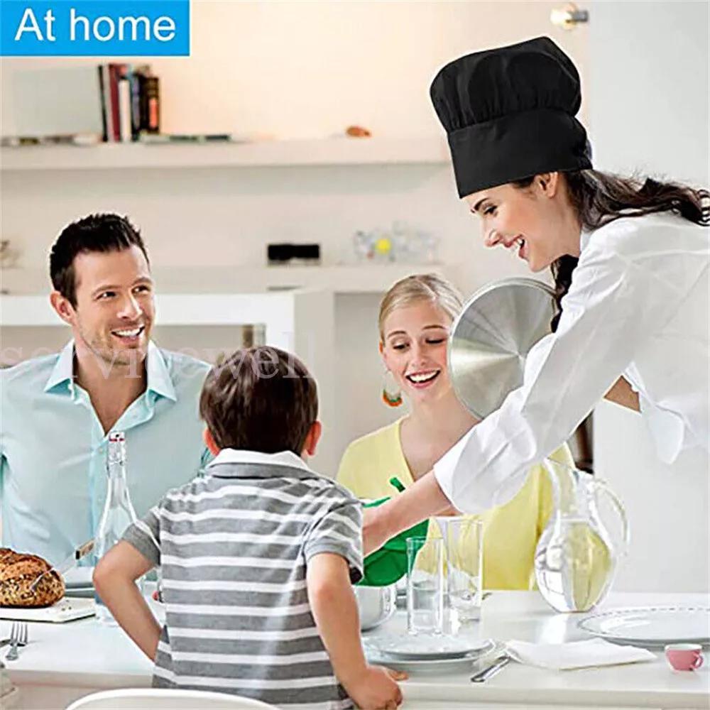 Chef Cook Adjustable Soft Comfy Cap Elastic Kitchen Baker Quality 22cm Hat - Image 3