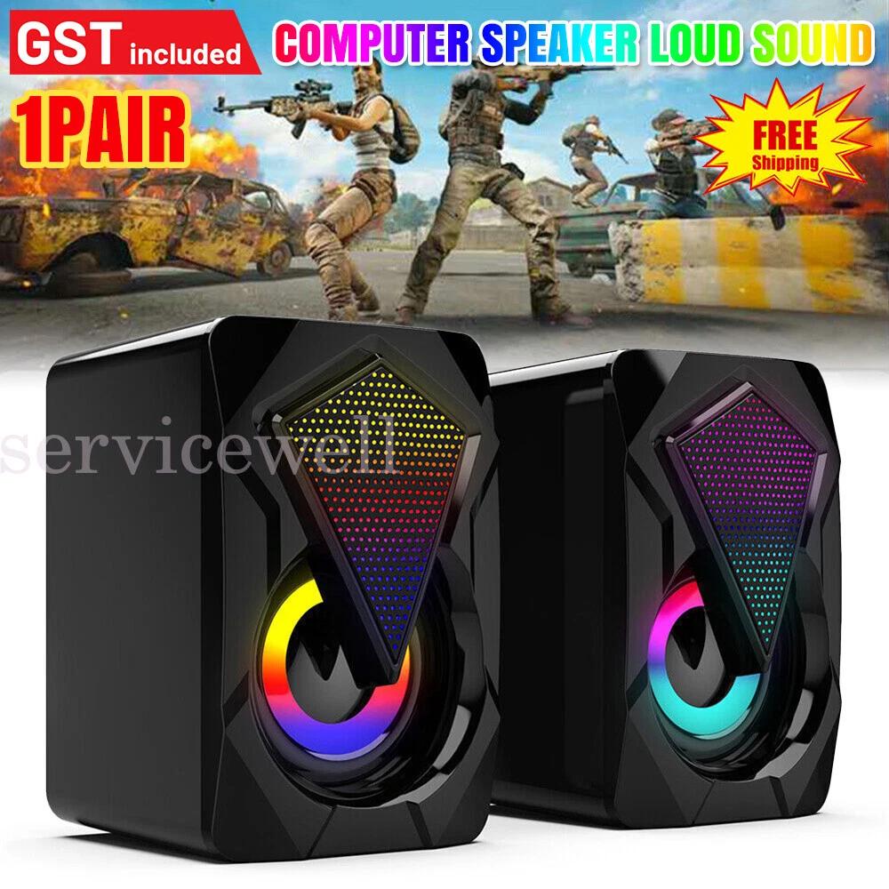 1 Pair PC Speaker Wired USB Computer Speaker With Colorful LED Lighting