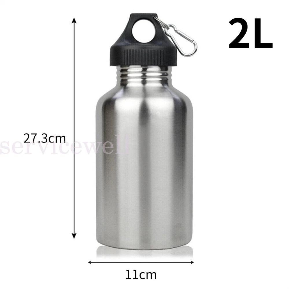 2000ml Stainless Steel Large Mouth Water Drink Big Bottle Kettle Cycling Sport - Image 2