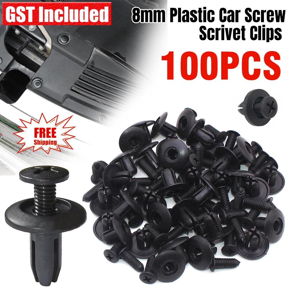 200pcs 8mm Plastic Car Screw Rivet Clips For HOLDEN Interior Trim Panel Clips AU