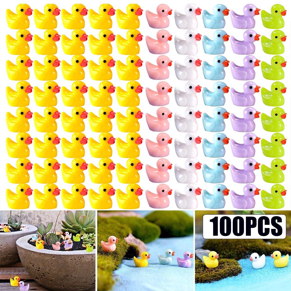 200x Mini Tiny Ducks Set Realistic Resin Ducks Christmas Birthday Party Decor