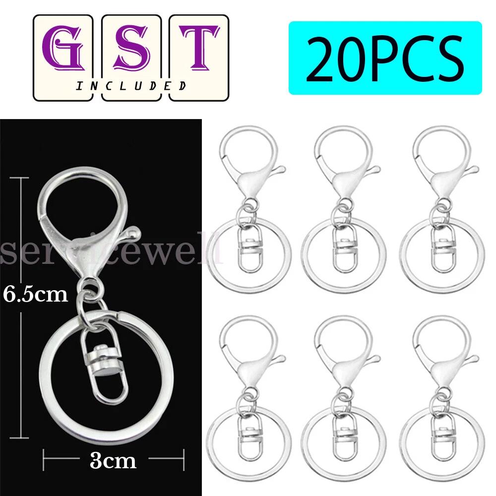 20PCS Key Ring Swivel Lobster Clasp Trigger Clip Keychain Split Ring DIY
