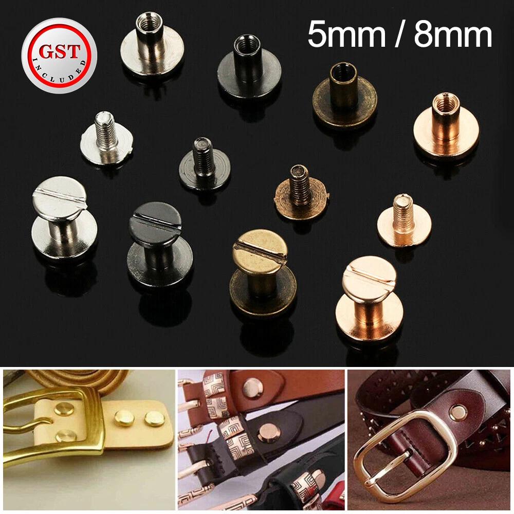 Round Belt Screw Leather Wallet Craft Nail Brass Rivets Stud Heads DIY