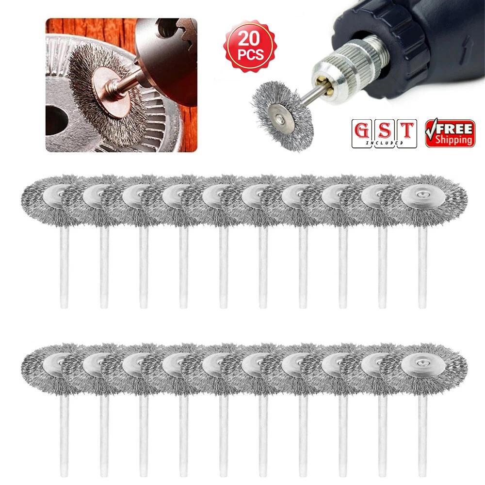 20x Stainless Steel Wire Brush for Dremel Tool Rotary Die Grinder Removal Wheel