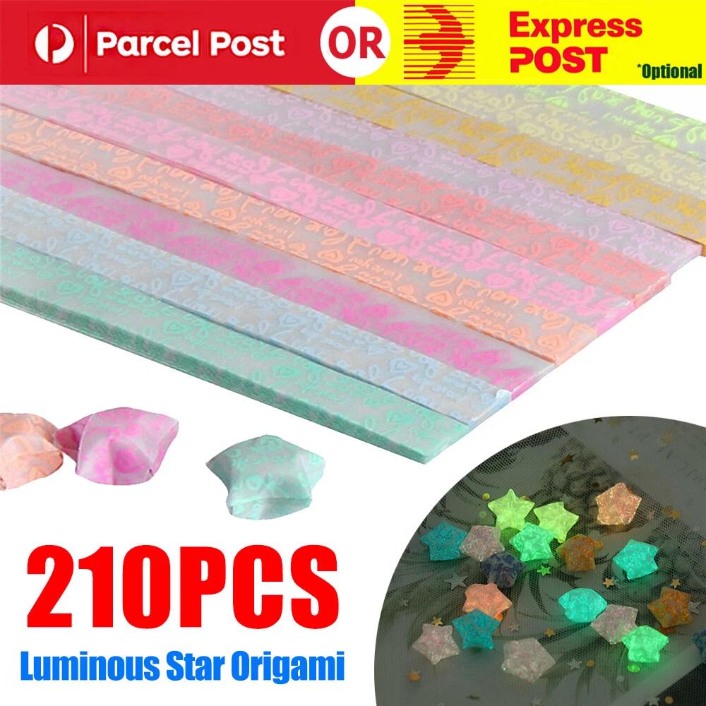 210pcs Strips Folding Origami Luminous Lucky Wish Star Paper Glows in the Dark