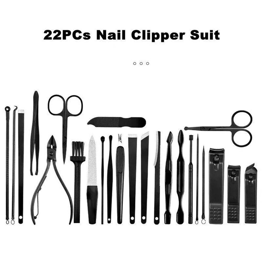22PCS Steel Nail Grooming Clippers Tools Manicure Set Pedicure Kit Set Stainless - Image 6