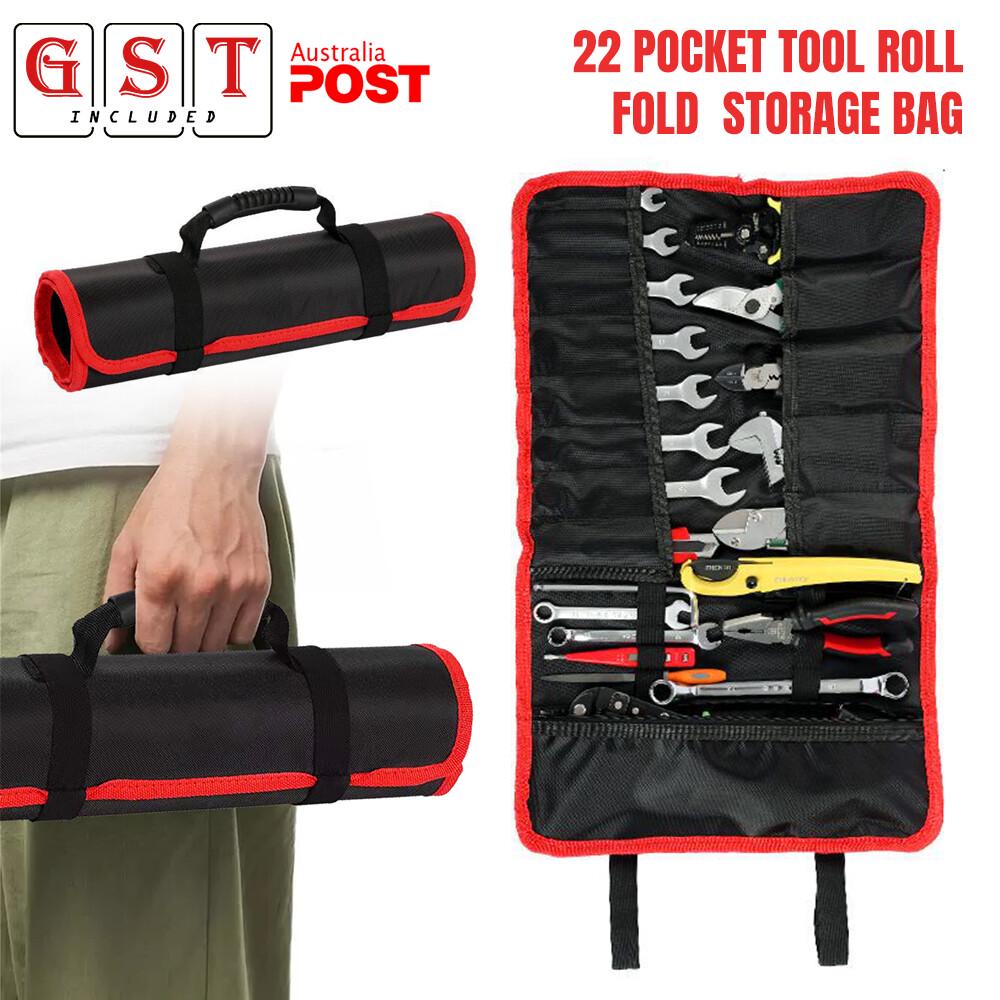 22 Pockets Tool Wrench Case Roll Fold Spanner Canvas Storage Bag Multifunctional