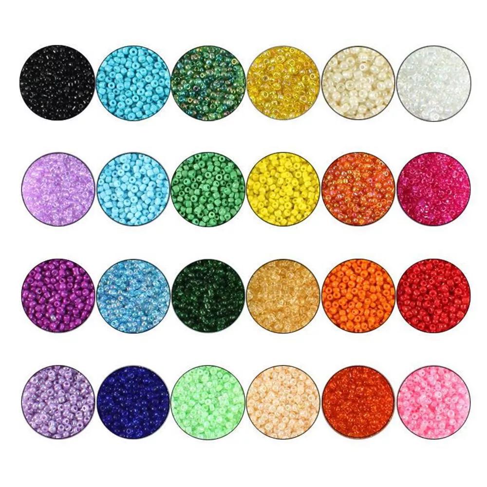 24000X Glass Seed Beads 24 Colors Loose Beads Kit DIY Making Bracelet Beads 2mm - Image 5