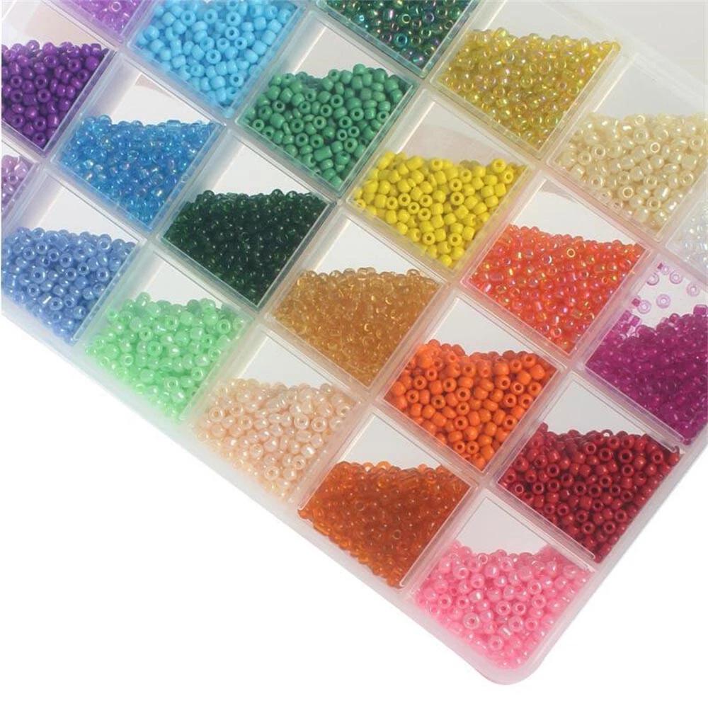 24000X Glass Seed Beads 24 Colors Loose Beads Kit DIY Making Bracelet Beads 2mm - Image 3