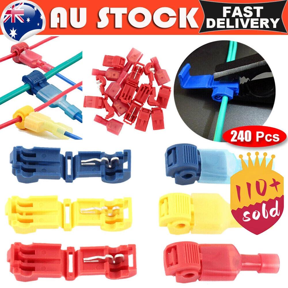 240 Pcs T-Tap Electrical Wire Crimp Terminals Quick Splice Cable Connectors Kit