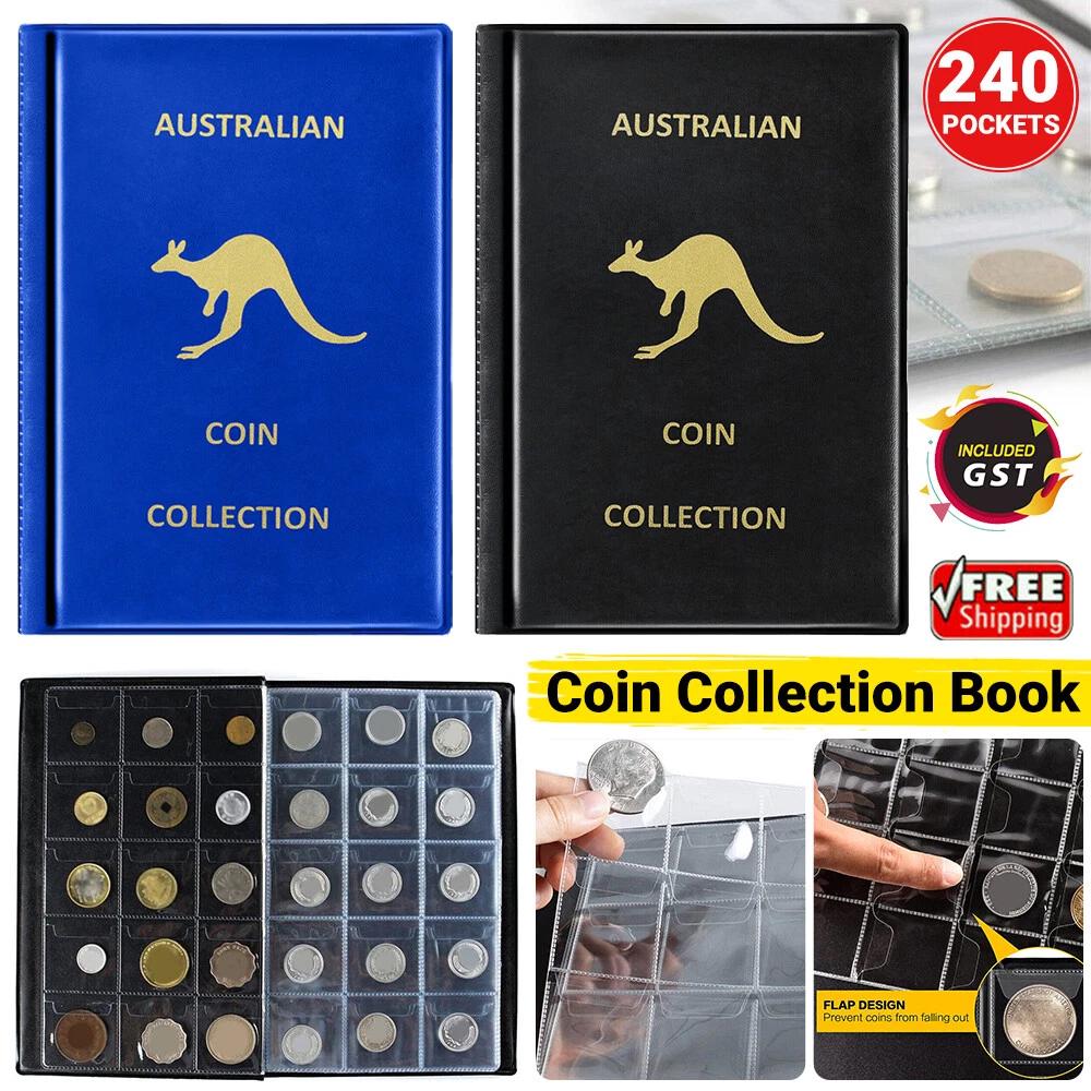 240 Pockets Coin Collection Book Holder For 50Cents Storage Money Penny Album AU