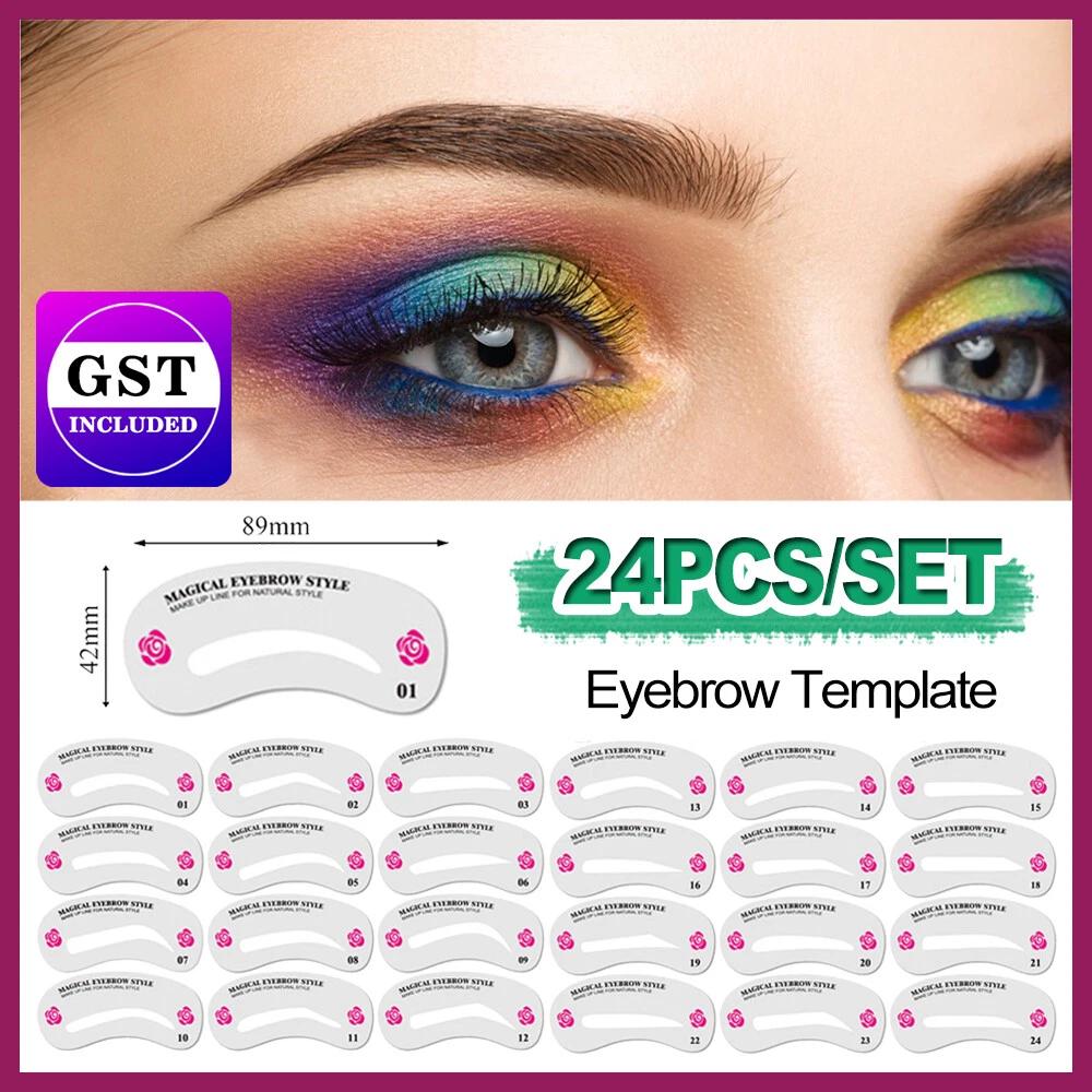 24 Styles DIY Eyebrow Stencil Shaping Template Make Up beauty Grooming Tool