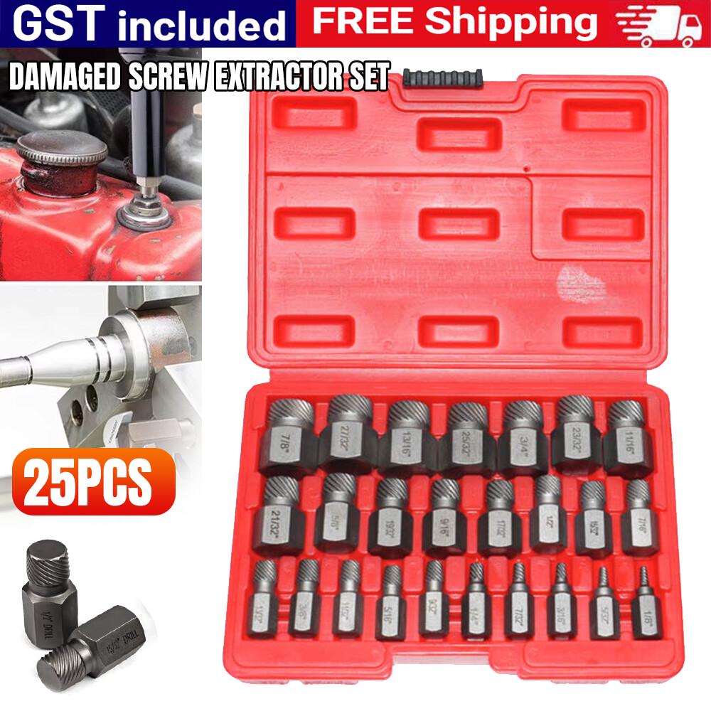 25pcs Damaged Screw Extractor Set Multi-Spline Easy Out Broken Bolt Remover AU