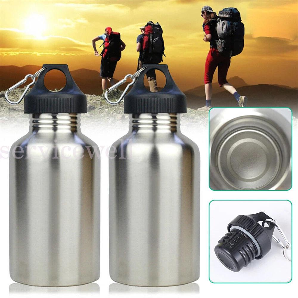 2L Silver Stainless Steel Large Mouth Water Drink Bottle Kettle Cycling Gym - Image 6