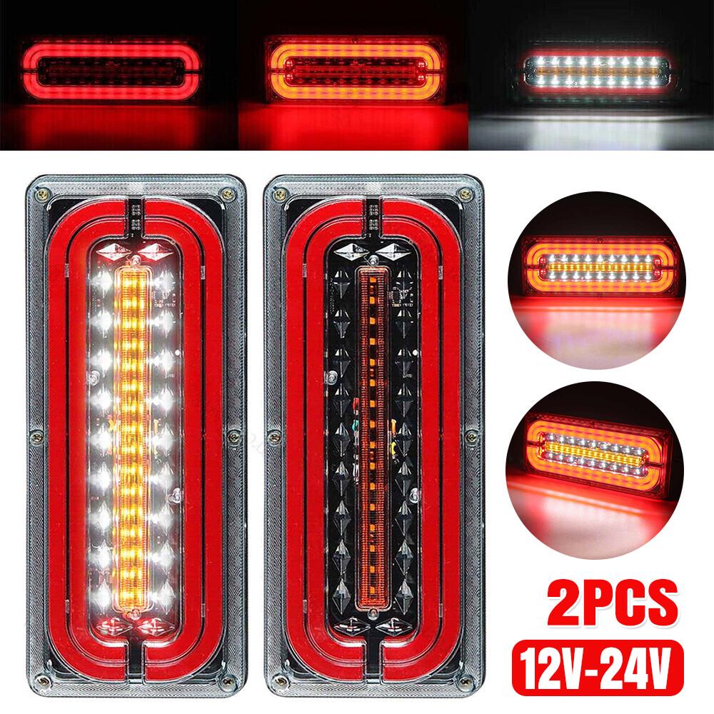 2PCS 12V-24V Sequential Indicator LED Tail Lights Trailer Caravan Truck Stop