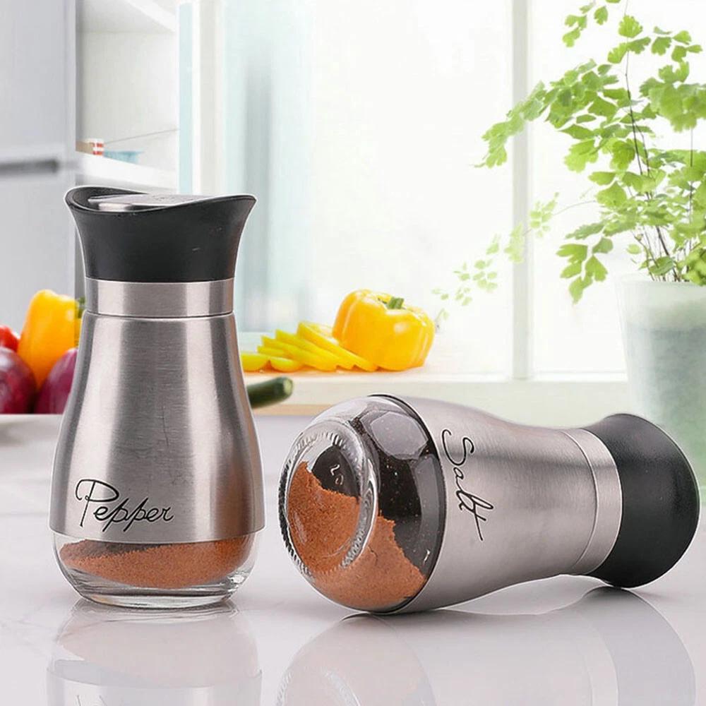 2PCS Salt and Pepper Shakers Set Premium Stainless Steel Salt and Pepper Bottles - Image 2