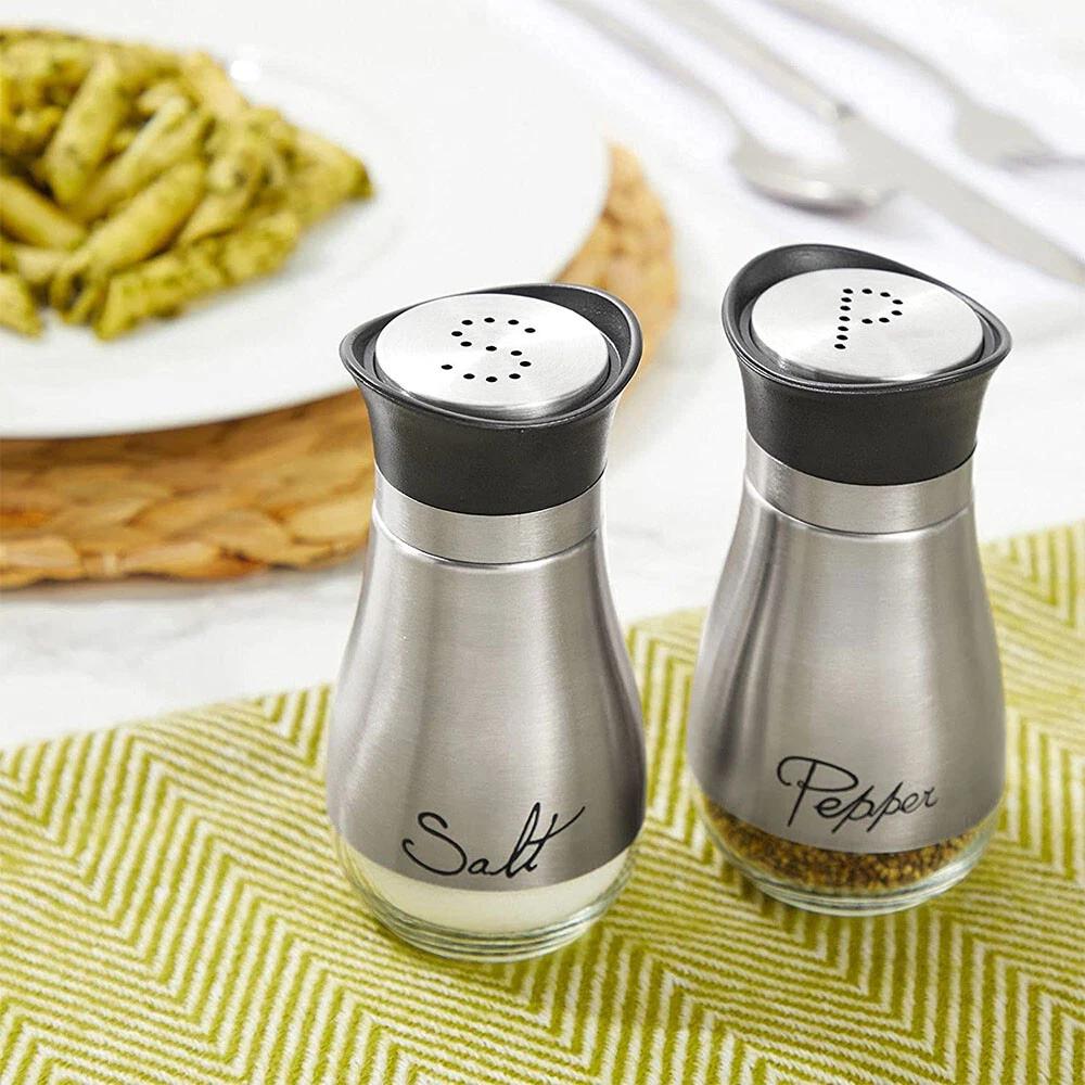 2PCS Salt and Pepper Shakers Set Premium Stainless Steel Salt and Pepper Bottles - Image 6