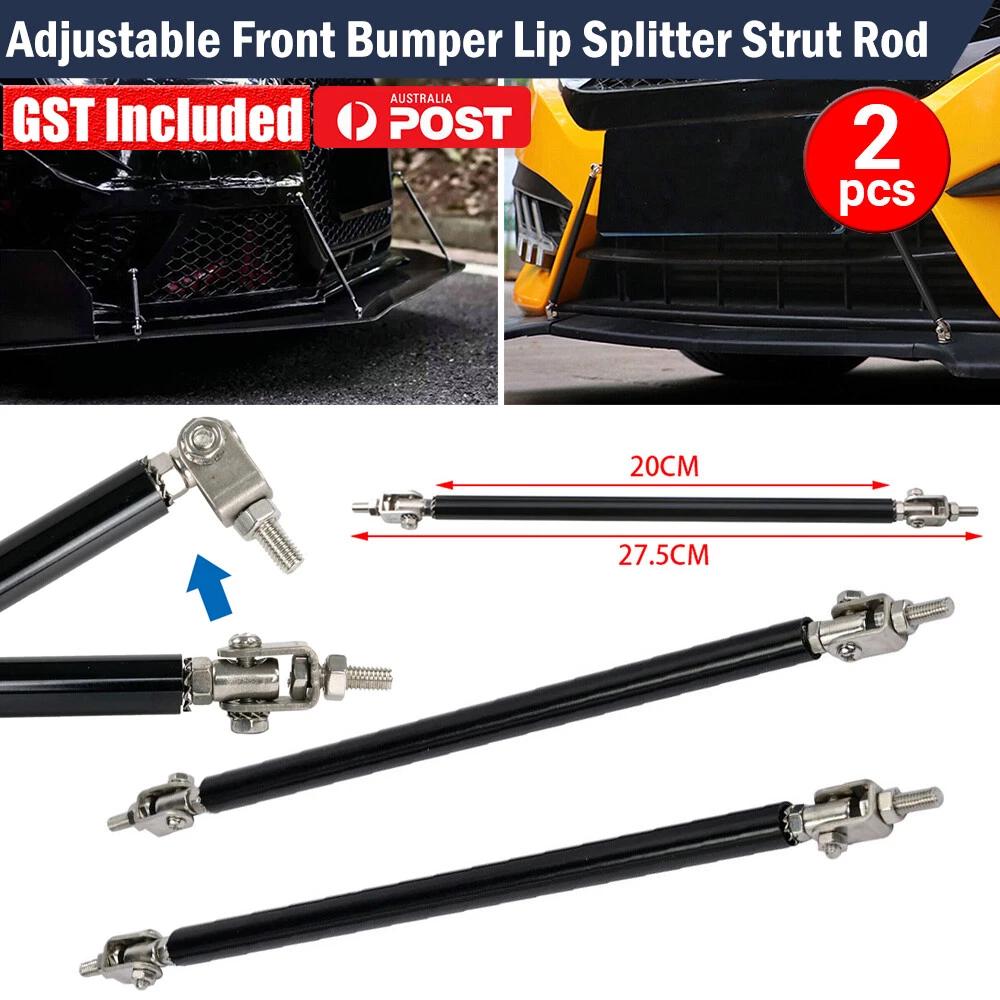 2Pcs Adjustable Front Bumper Lip Splitter Strut Rod Tie Support Bars For Car 200