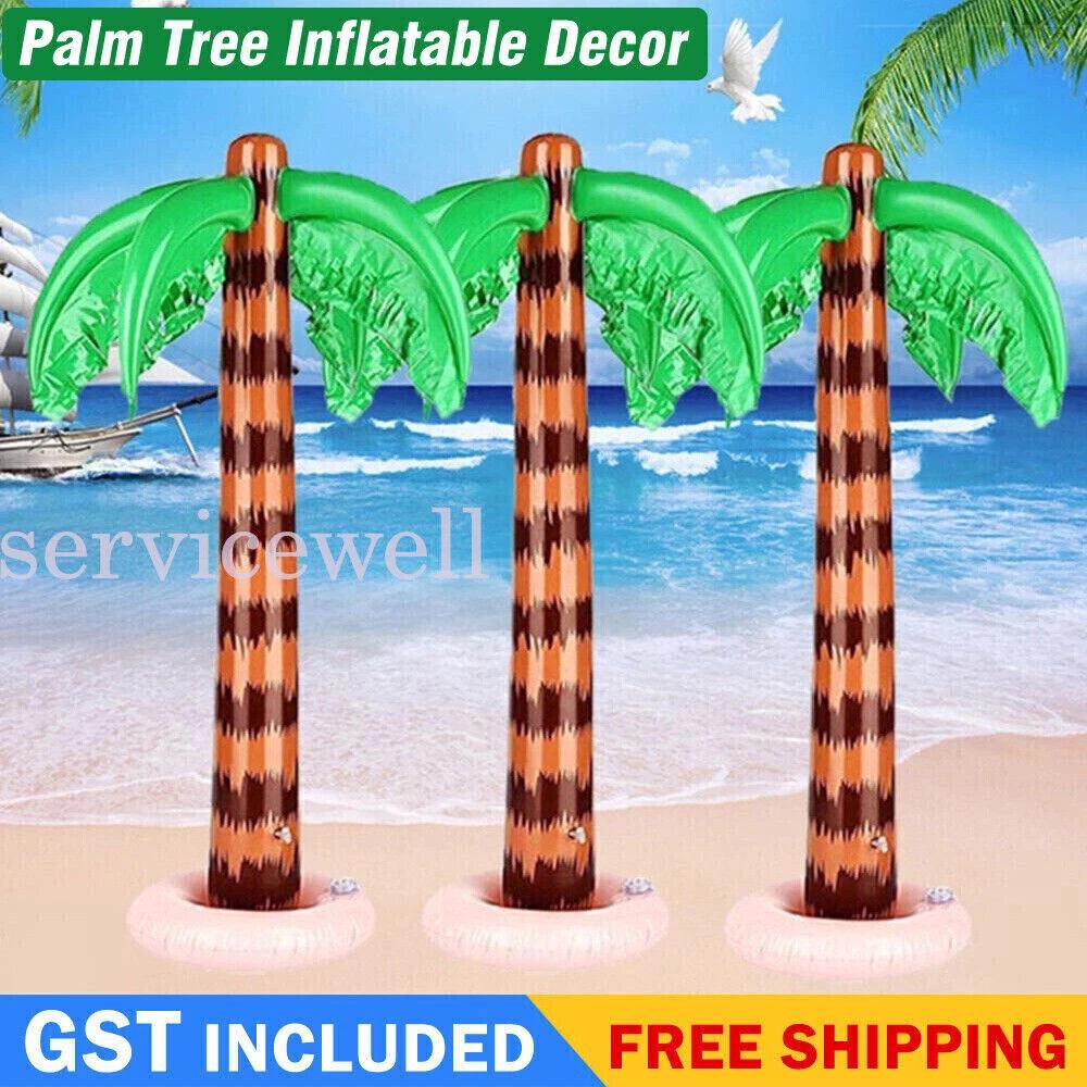 2Pcs Blow Up Palm Tree Pool Decor Inflatable Hawaiian Party Supplies Beach 90cm
