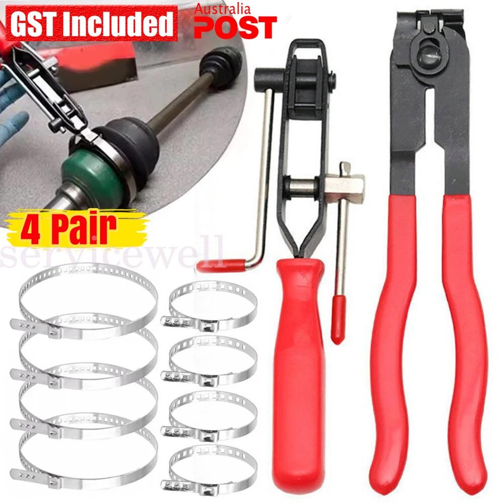 CV Boot Clamp Pliers Set with 8Pcs Crimp Bands Joint Boot Clamp Crimp