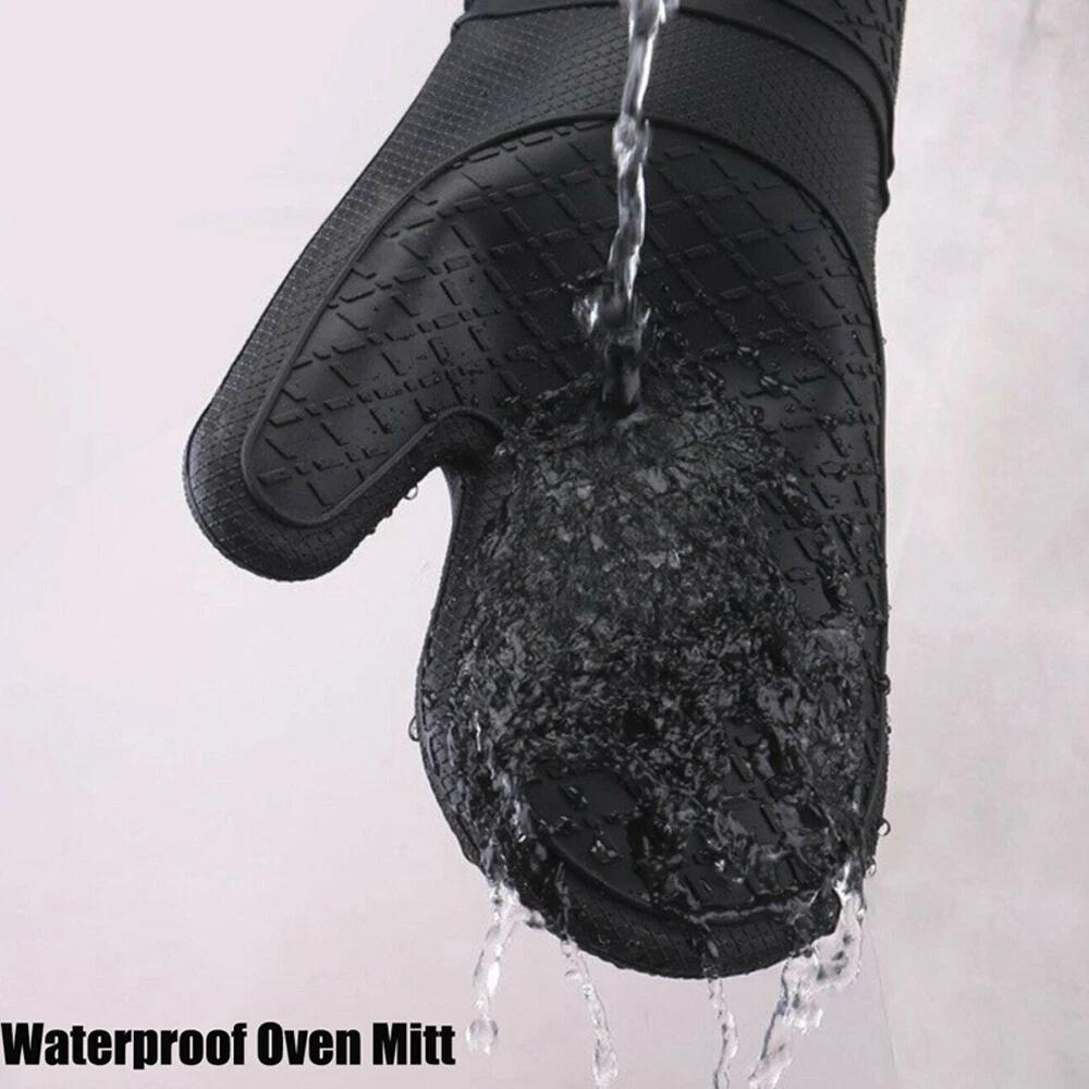 Silicone Heat Resistant Kitchen Gloves Gingham Baking Microwave Oven Mitts - Image 5