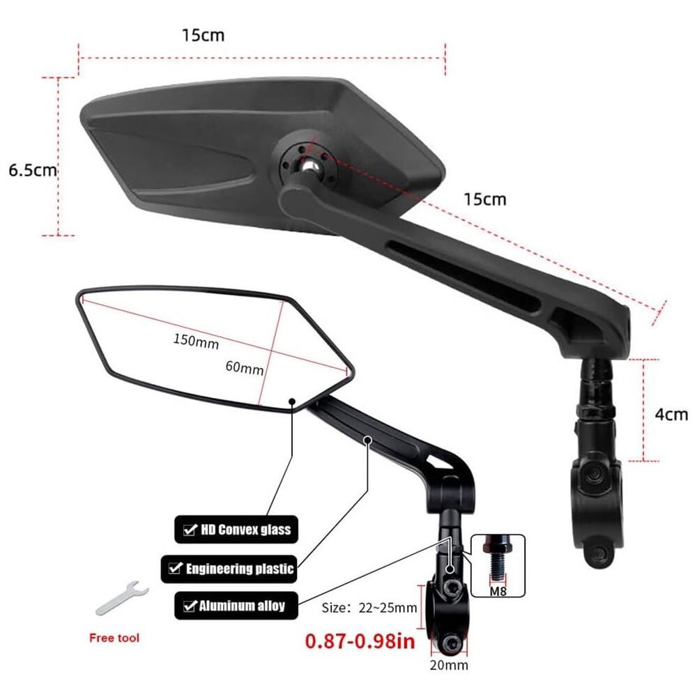 2Pcs Universal Bicycle Rear View Bike Handlebar Cycling Mirror Rearview Mirror - Image 4