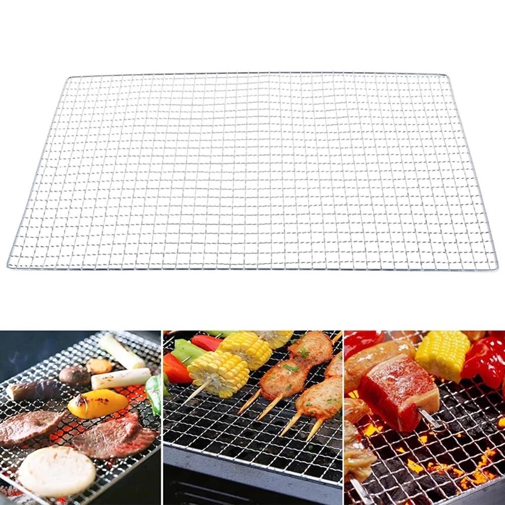 2X BBQ Grill Mesh Camping Cooking Hibachi Yakitori Stainless Steel 44cmx26cm AU - Image 2