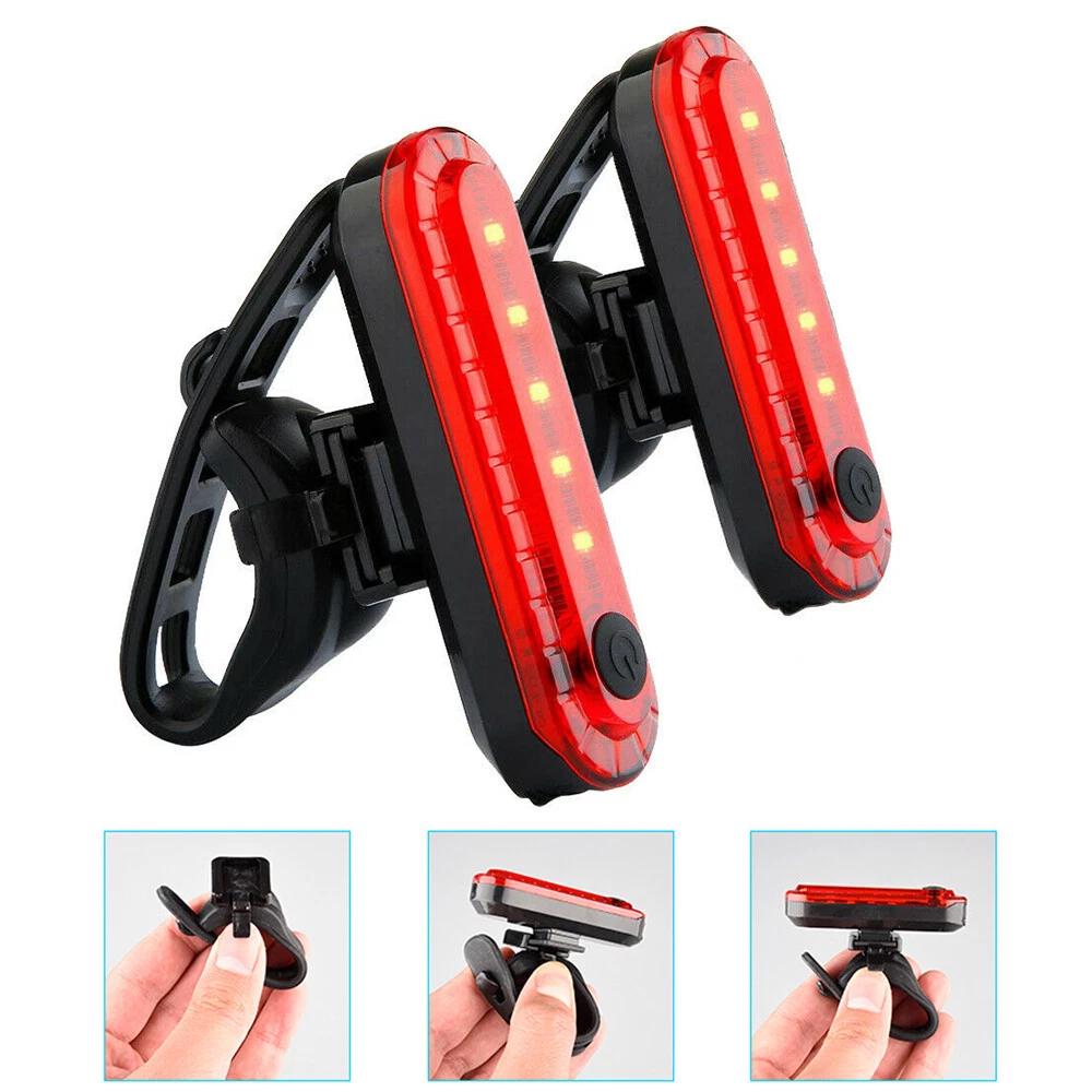 2X Light Head Tail Lights 5LED 4 Modes Lamp Beam Safety Alarm Bicycle Cycle Bike - Image 2