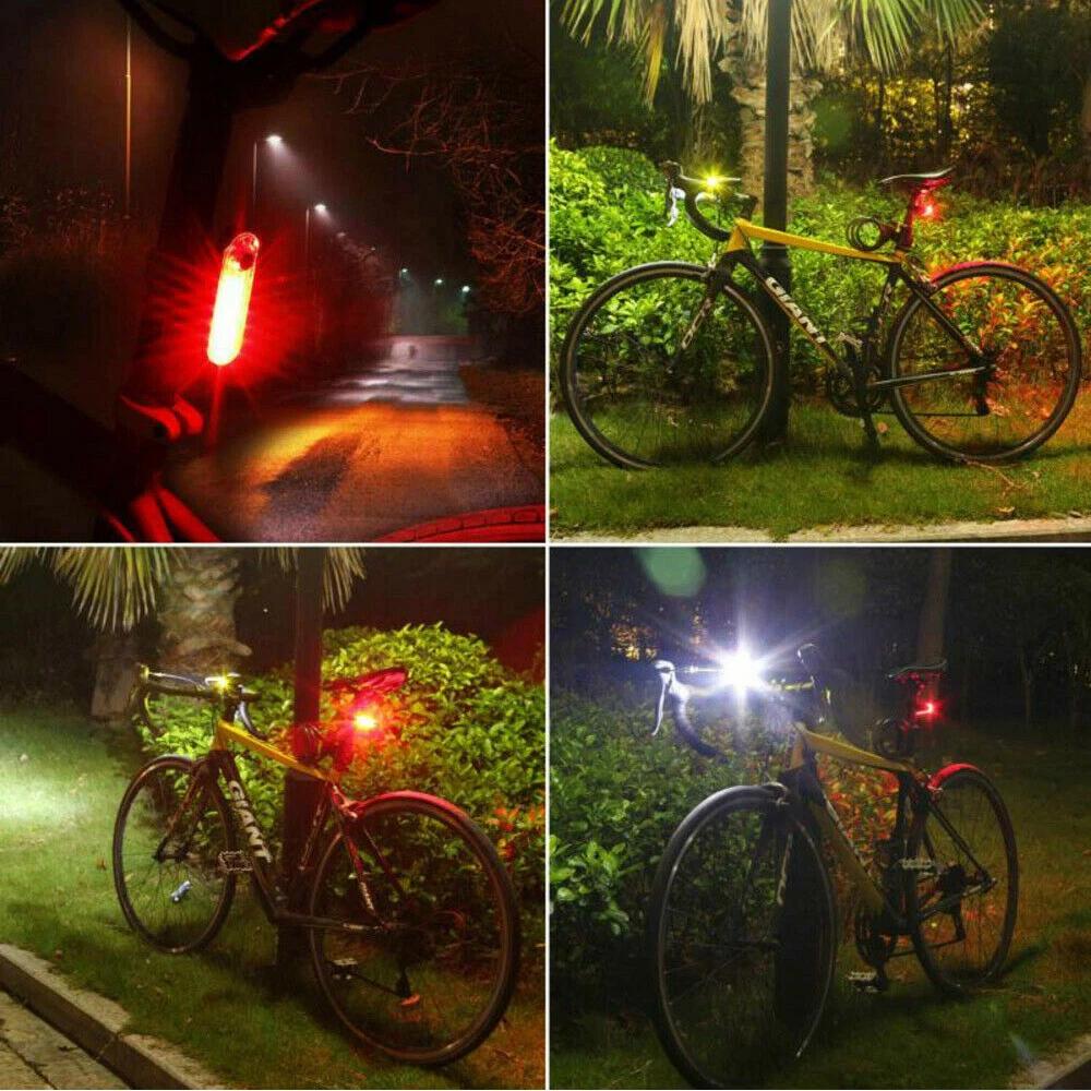 2X Light Head Tail Lights 5LED 4 Modes Lamp Beam Safety Alarm Bicycle Cycle Bike - Image 5