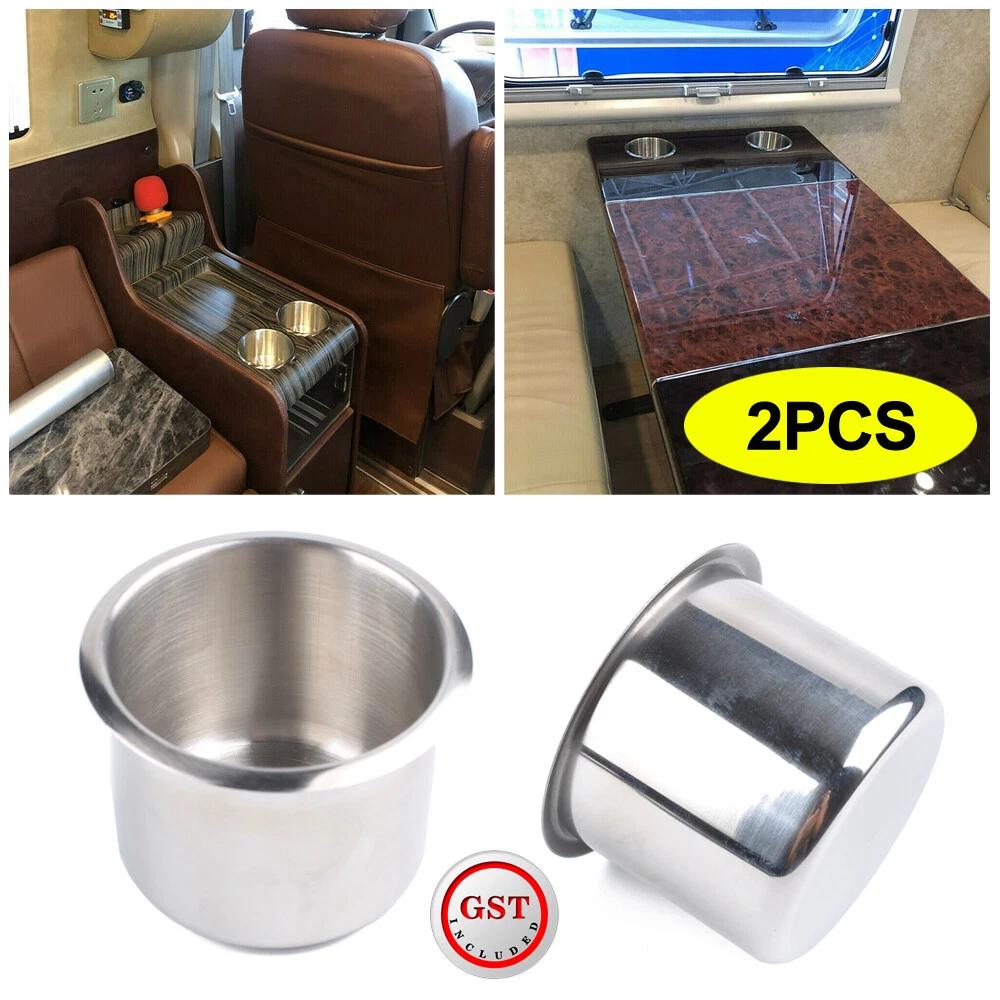 2X Stainless Steel Cup Drink Holder For Marine Car Truck Camper RV Boat AU