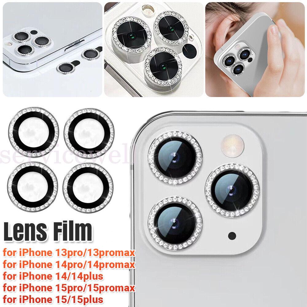 Metal Camera Lens Glitter Cover Glass Protector For iPhone 15 14 13 Pro Max