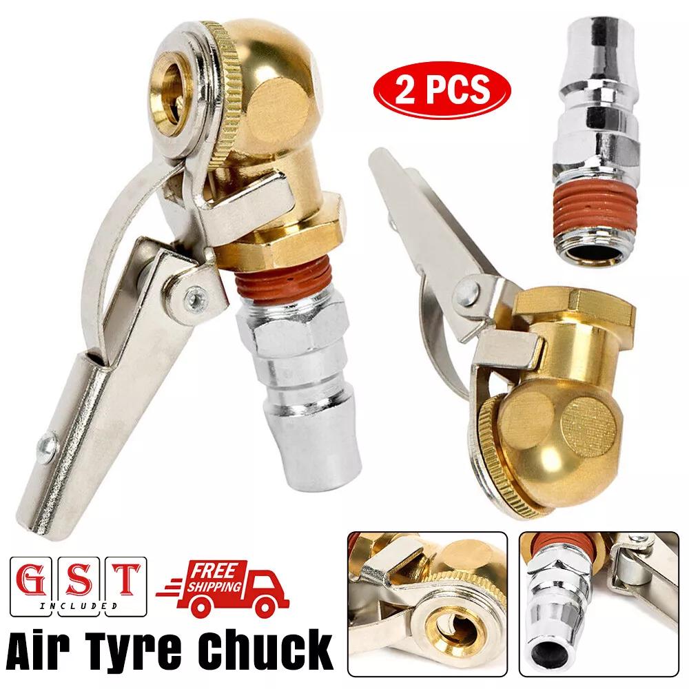 Air Tyre Chuck Ball Tire Valve Stem Lock On Clip Inflator Steel Fitting