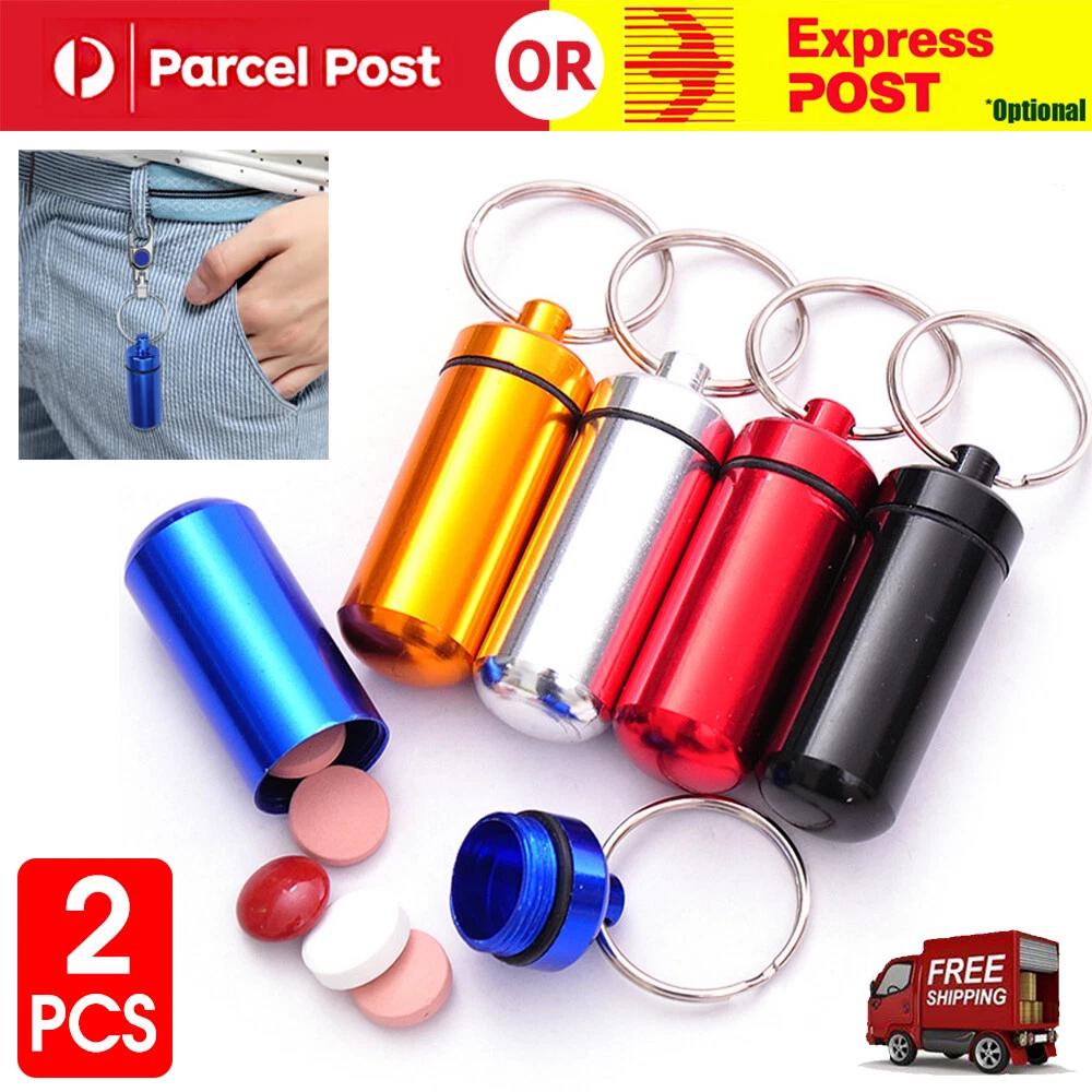 Aluminum Waterproof Pill Box Case Bottle Stash Container Keyring