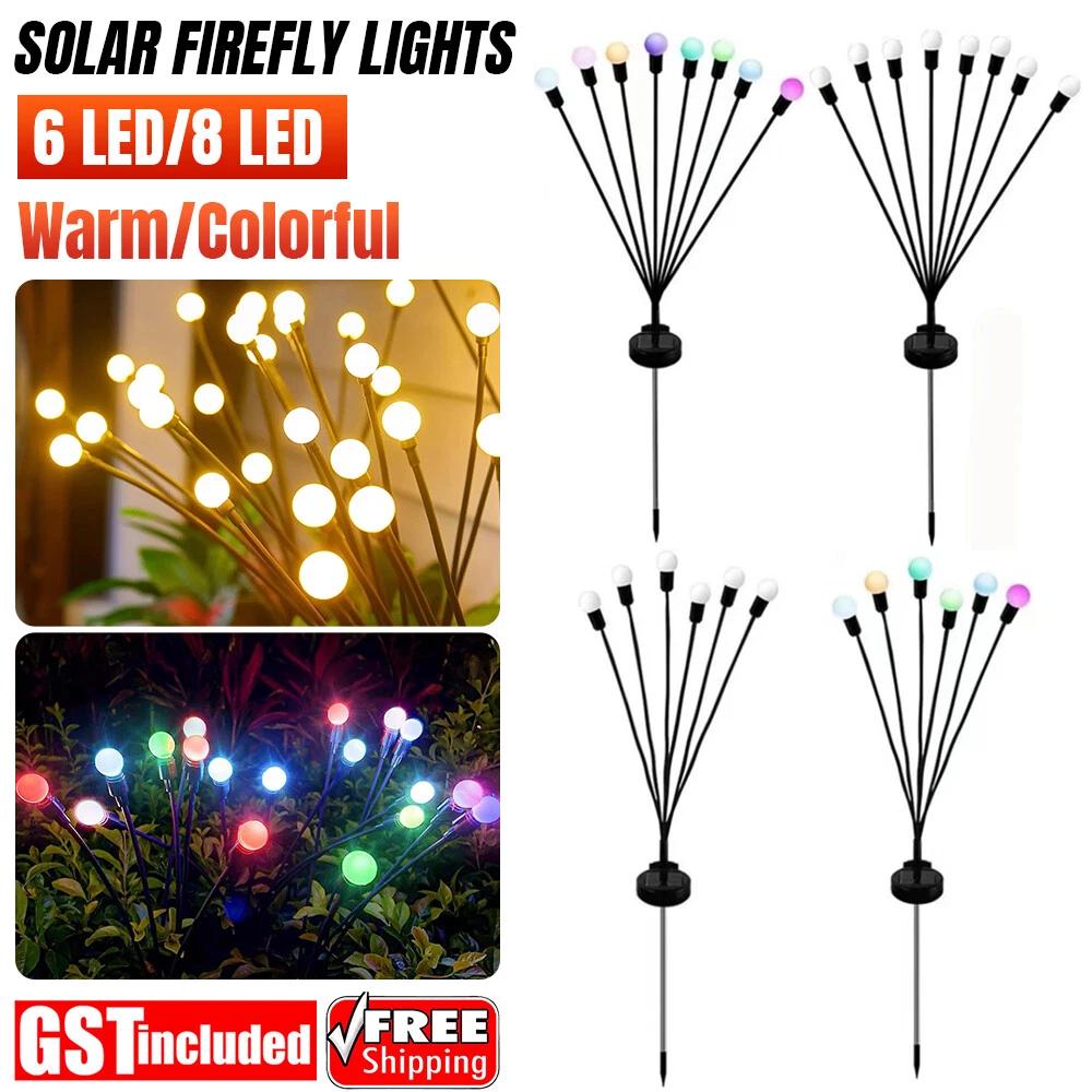 LED Solar Firefly Lights Swaying Lawn Outdoor Garden Landscape Decor