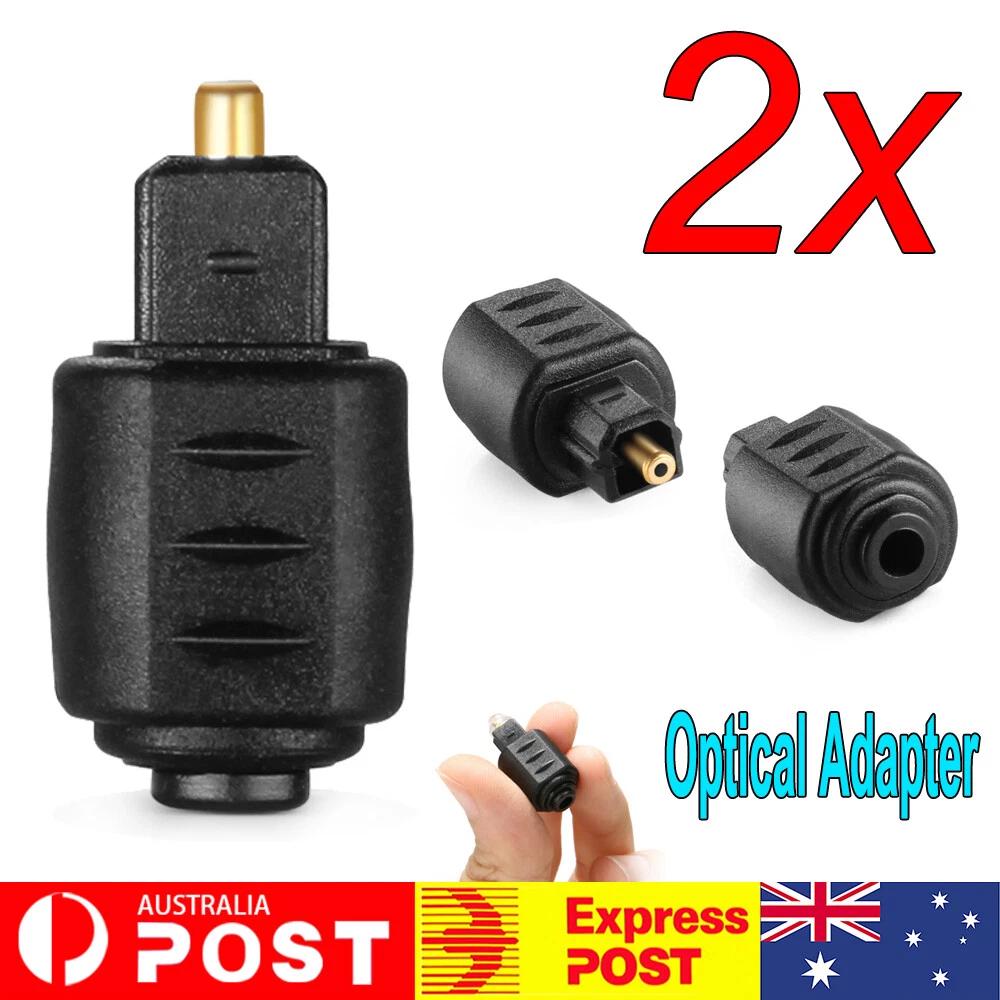 2 Mini Optical Audio Adapter 3.5MM Female Jack To Digital Male Plugs For Toslink