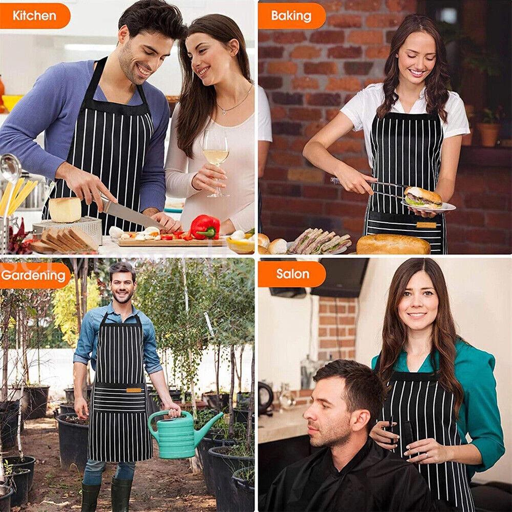 2 Pockets Adjustable Apron Hanging Neck Cooking Kitchen Baking Bar BBQ Chefs AU - Image 4