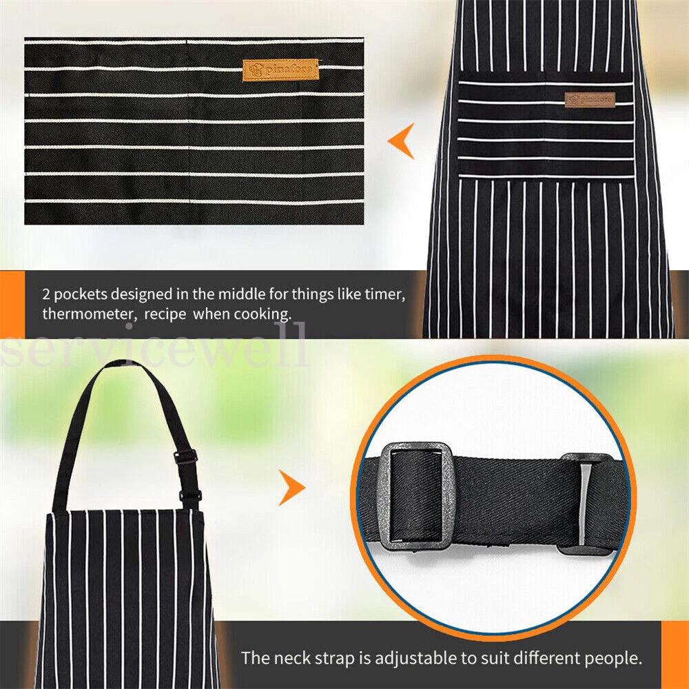 2 Pockets Adjustable Apron Hanging Neck Cooking Kitchen Baking Bar BBQ Chefs AU - Image 3