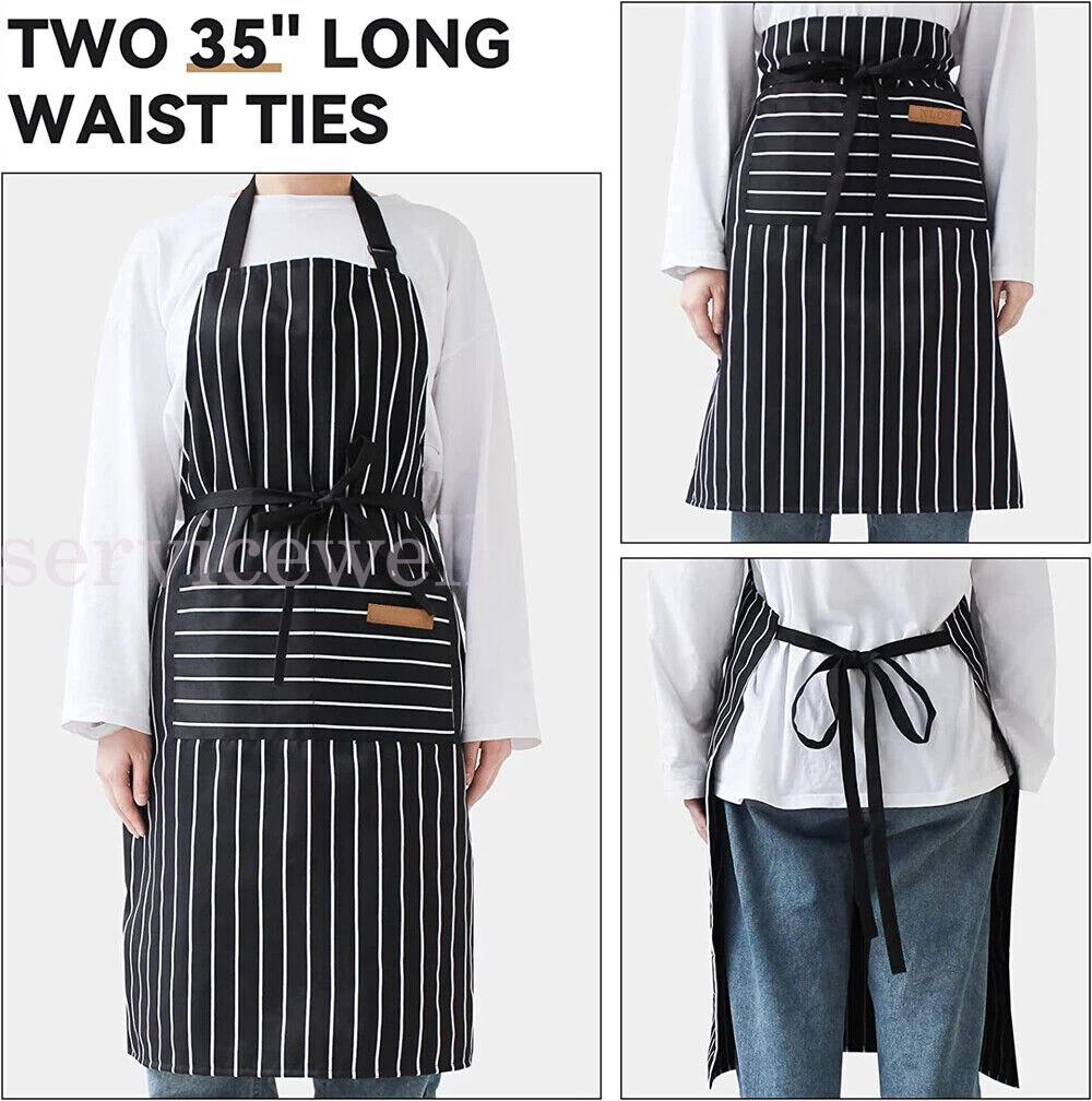2 Pockets Adjustable Apron Hanging Neck Cooking Kitchen Baking Bar BBQ Chefs AU - Image 2