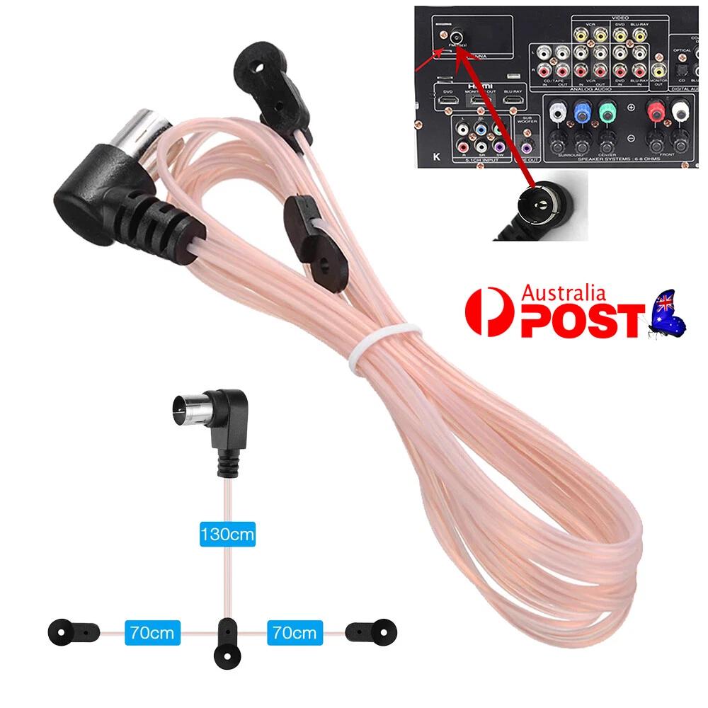 2m F Type FM Antenna 75 Ohm Male Plug for Home Radio Stereo Signal Receiver