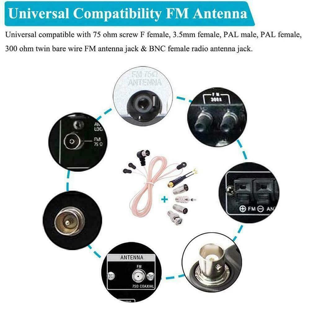 2m F Type FM Antenna 75 Ohm Male Plug for Home Radio Stereo Signal Receiver - Image 2