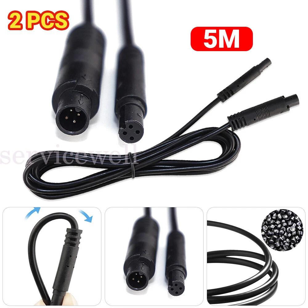 2pcs 5M 4Pin Video Extension Cable Wire For Bus Truck Reversing Rear Camera