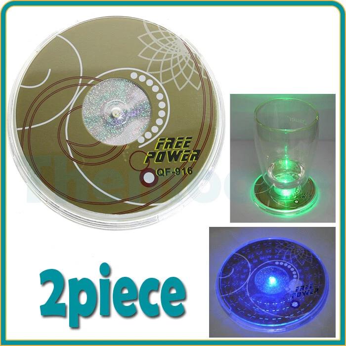 2pcs LED Cup Mat Atmosphere Light Drink Coaster for Car Interior Decoration AU