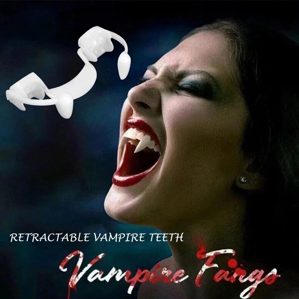 2pcs Retractable Vampire Teeth Halloween Cosplay Makeup Zombie Horrific Fangs - Image 6
