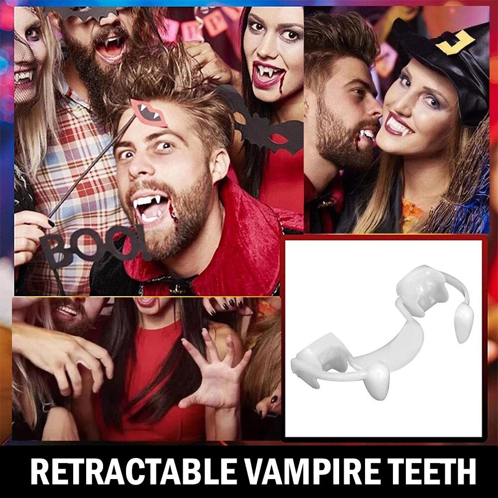 2pcs Retractable Vampire Teeth Halloween Cosplay Makeup Zombie Horrific Fangs - Image 4