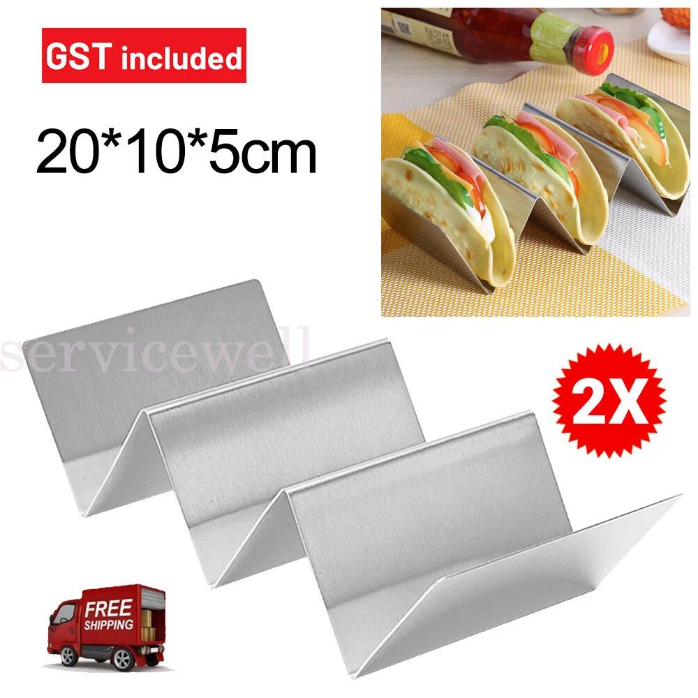 2pcs Stainless Steel Tray Taco Shell Holder Tortilla Stand Holds Kitchen Rack