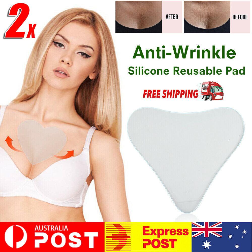 2pcs Women Female Ladies Anti-Wrinkle Chest Transparent Silicone Reusable Pad AU